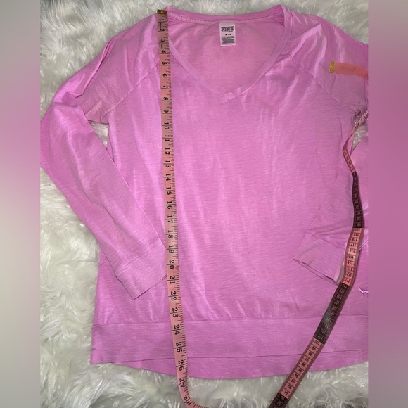 PINK | Women’s Pink Medium V-Neck Soft Long Sleeve Shirt - Picture 6 of 9